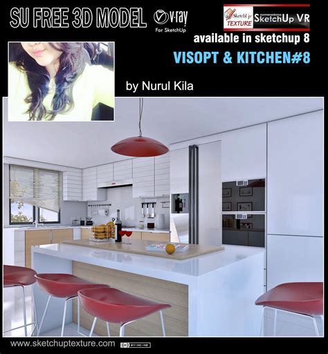 Free sketchup model moderne kitchen & Visopt #8 by architect interior design Nurul Kila ...