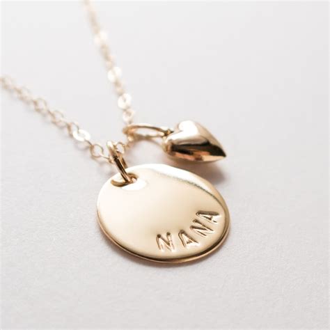 Nana Necklace, Gold Filled, Gift for Nana, Grandma Necklace with Heart Charm, Dainty