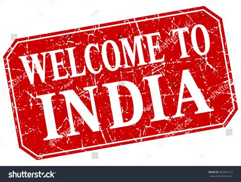 Welcome To India Red Square Grunge Stamp Stock Vector Illustration 403801612 : Shutterstock