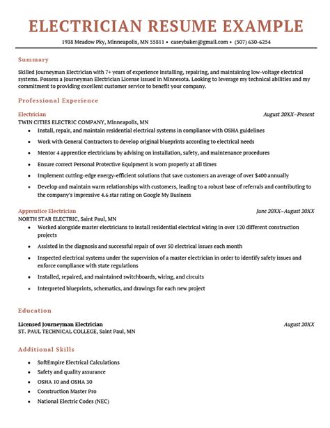 Electrician Resume (Sample & Expert Writing Tips)