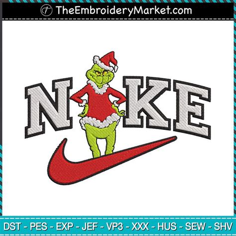 Nike Grinch Christmas Embroidery Designs File, Nike Machine Embroidery Designs, Embroidery PES ...