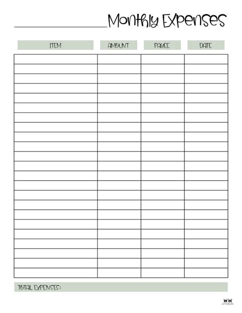 Expense Tracker Printables - 20 FREE Options | Printabulls