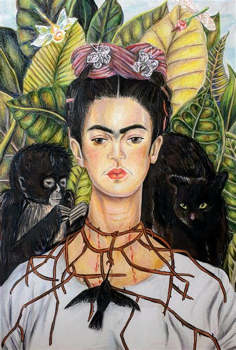 Frida Kahlo Self Portrait With Thorn Necklace