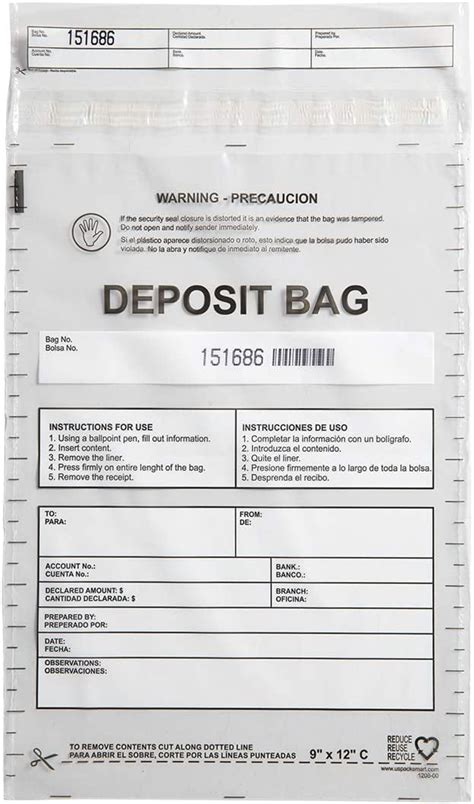 USPACKSMART 9”x12” Clear Plastic Deposit Bags for Cash, Bank Deposits, 100-Pack (1208-00 ...