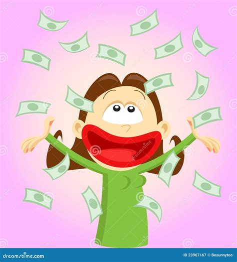 Cartoon Girl Throwing Money Stock Vector - Illustration: 23967167