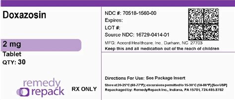 Doxazosin by REMEDYREPACK INC. DOXAZOSIN tablet