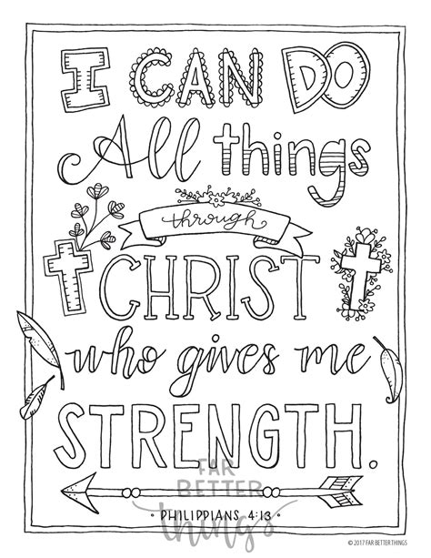 "This Bible Verse Coloring Page features the scripture Philippians 4:13 ...