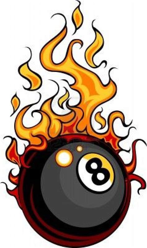 Flaming Billiards Eight Ball Vector Cartoon burning with Fire ...