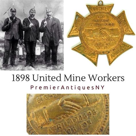 Antique United Mine Workers of America Watch Fob or Medal dated 1898. A significant piece in ...