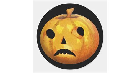 Sad Pumpkin Face for Halloween Fun Stickers | Zazzle.com