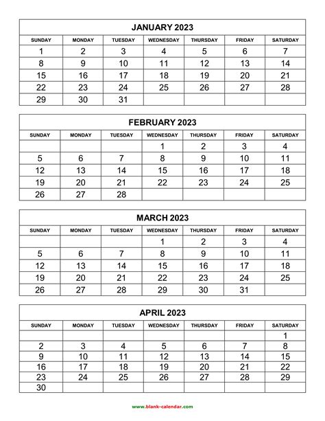 4 Month Printable Calendar 2023 – Get Latest 2023 News Update