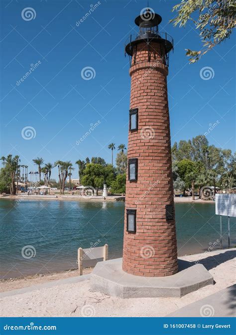 Lighthouse Replica at Lake Havasu, Arizona Stock Photo - Image of lakes, blue: 161007458