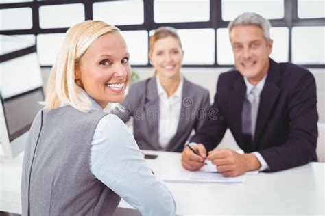 Portrait of Happy Business People in Office Stock Image - Image of blond, office: 68182529