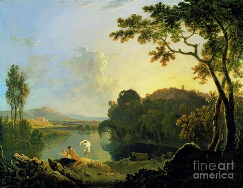 Richard Wilson - Landscape with Bathers, Cattle and Ruin Painting by ...