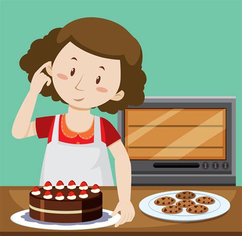 Woman baking cake and cookies 431466 Vector Art at Vecteezy