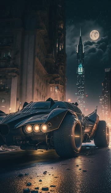 Premium Photo | Batman batmobile in the city wallpaper