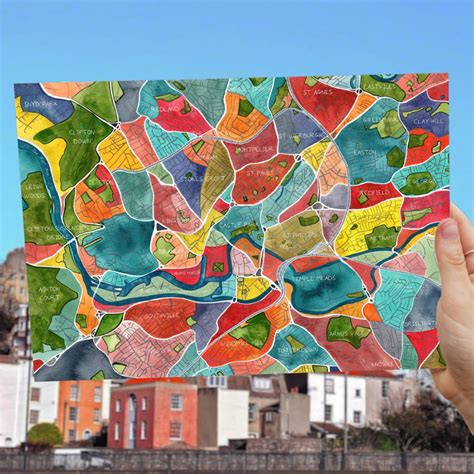 Bristol Street Map - Colourful Bristolian Art Print - Hattie Buckwell