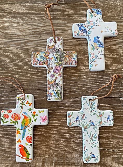 Handmade Hanging Ceramic Cross Small Wall Hanging Unique - Etsy Canada in 2022 | Ceramic crosses ...