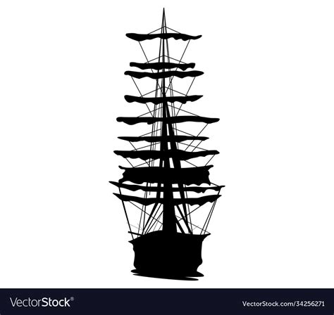 Ship boat silhouette Royalty Free Vector Image