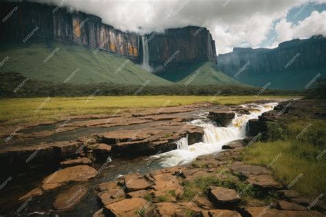 Premium AI Image | Immersive Journey Tracking the Tepui Waterfalls in Canaima National Park