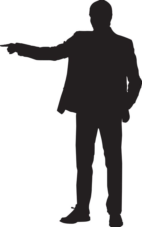 Silhouette of a man pointing with his finger, illustration, vector on ...