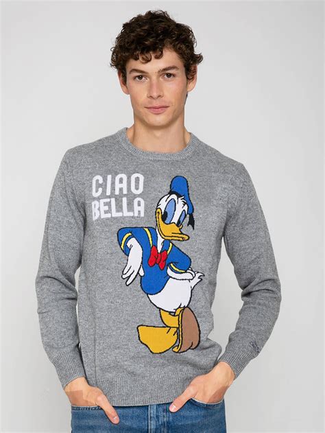 Mc2 Saint Barth Man Lightweight Sweater With Donald Duck Jacquard Print ...