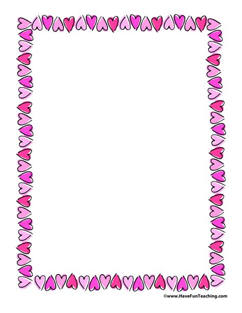 Valentine's Day Hearts Border Paper - Have Fun Teaching