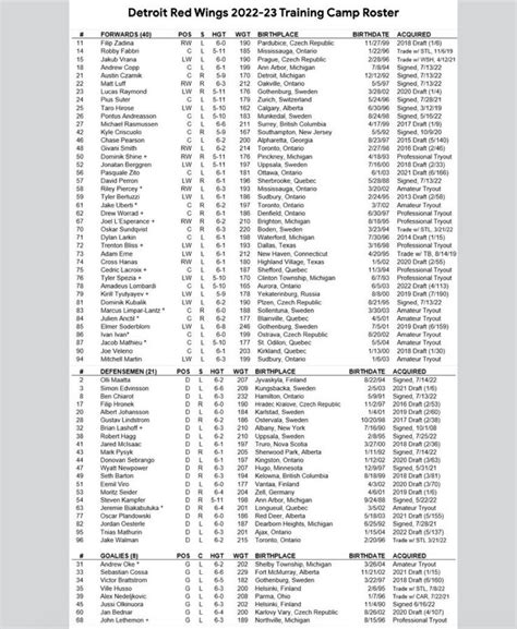 Detroit red wings training camp roster 22-23 : r/DetroitRedWings