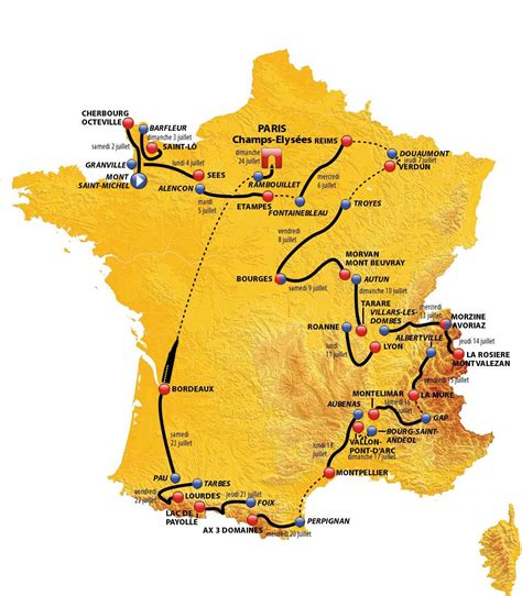 2016 Tour De France Map | World Map Gray