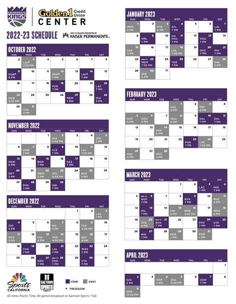 Sacramento Kings Schedule 2024