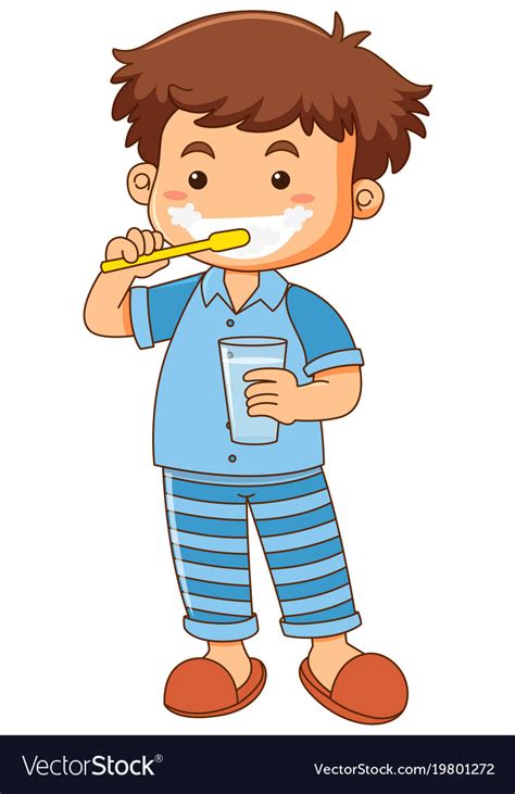 Little Boy Brushing Teeth Clip Art