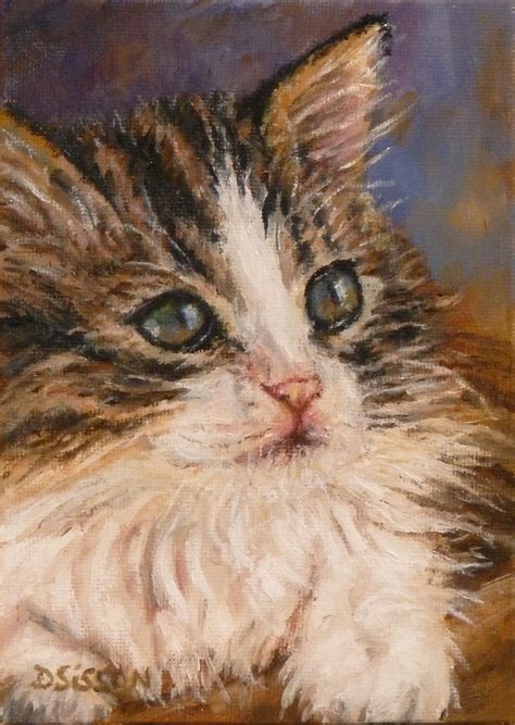 Daily Painting Projects: Tabby Kitten Oil Painting Pet Portrait Cat Feline Art