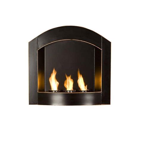 Southern Enterprises Arch 27 in. Wall-Mount Gel Fuel Fireplace in Matte Black with Copper ...