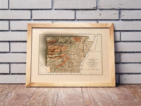 Arkansas Map Arkansas Relief Map Old Map of Arkansas Vintage Map of ...