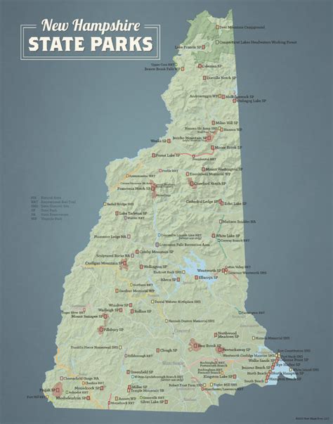 New Hampshire State Parks Map 11x14 Print - Best Maps Ever