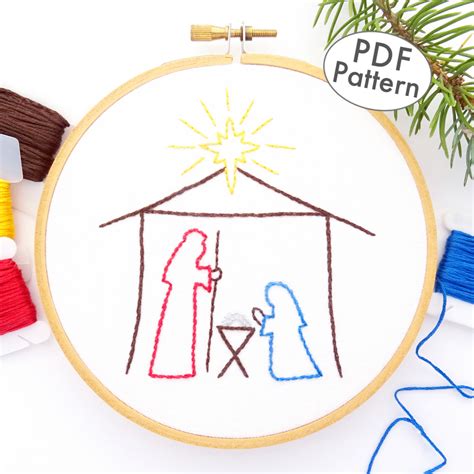 Christmas Nativity Hand Embroidery Pattern - Wandering Threads Embroidery