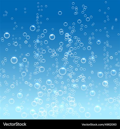 Bubbles in water on blue background horizontal Vector Image