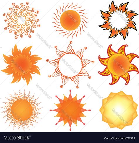 Sun symbols Royalty Free Vector Image - VectorStock