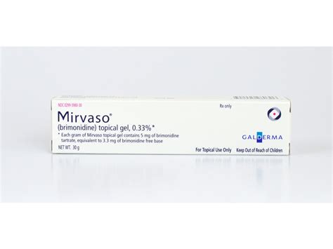 Mirvaso (brimonidine) Gel 0.33%, 30gm, Galderma (RX) Ingredients and ...