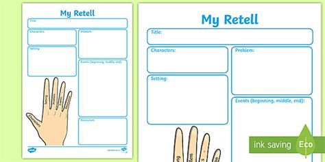 Five Finger Retell Worksheet (teacher made) - Twinkl