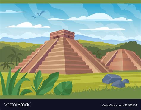 Ancient mayan pyramids Royalty Free Vector Image