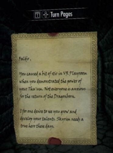 Skyrim Letter From A Friend ~ Thankyou Letter