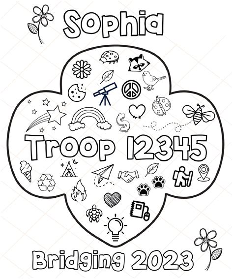 EDITABLE Girl Scout Trefoil Coloring Page 8x10 Edit & Print From Home ...