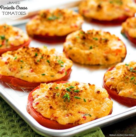 Baked Pimiento Cheese Tomatoes | Food, Pimiento cheese, Appetizer recipes