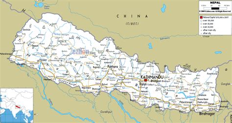 Large road map of Nepal with cities and airports | Nepal | Asia ...