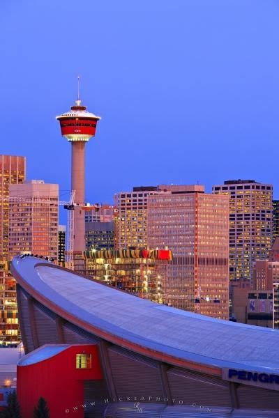 Picture of the Saddledome standing before the Calgary Tower, Calgary ...