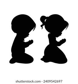 Creative Children Praying Silhouette Vector Art Stock Vector (Royalty ...