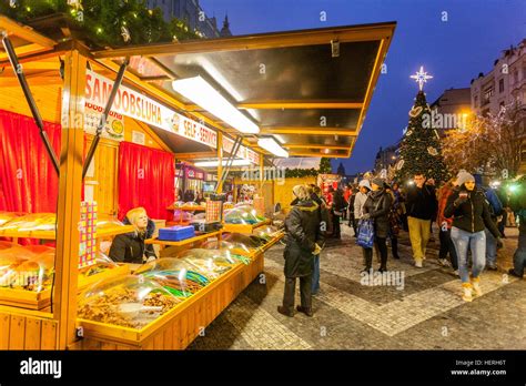 Christmas market Wenceslas Square,Prague, Czech Republic Stock Photo ...