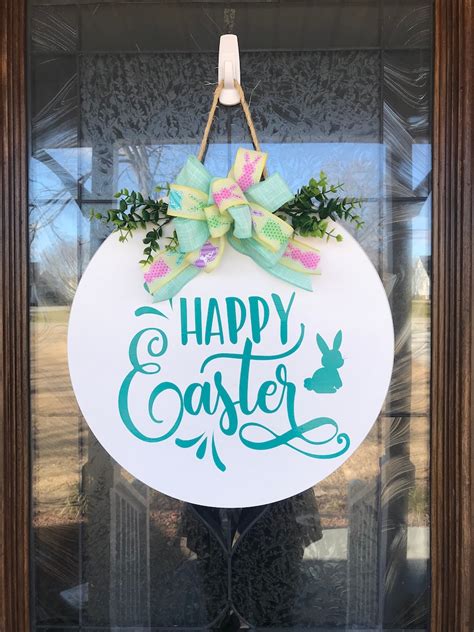 Easter Wreath Front Door Decor Easter Door Hanger Happy - Etsy