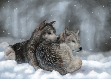 wolves, Painting, Art, Wolf, Winter, Snow Wallpapers HD / Desktop and Mobile Backgrounds